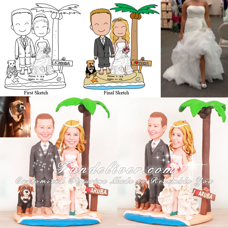 I Iove ARUBA Beach Wedding Cake Toppers